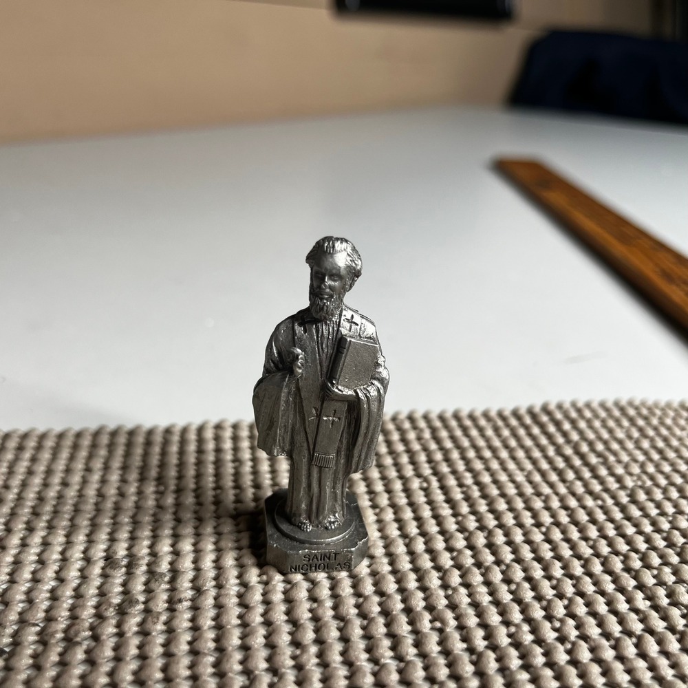 Creed Saint Nicholas Pewter Figurine Norman Hines Religious Miniature Statue